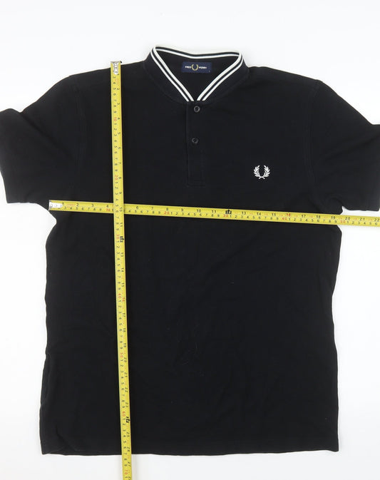 Fred Perry Men's Black L Cotton Short Sleeve Polo Shirt
