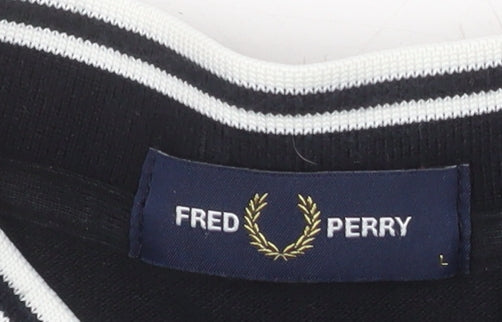Fred Perry Men's Black L Cotton Short Sleeve Polo Shirt