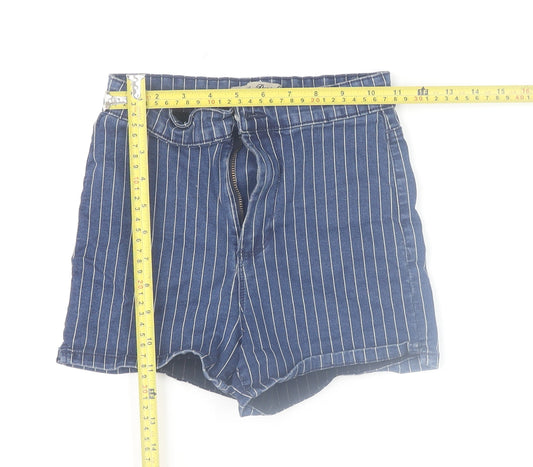 Denim Co Womens Blue Striped High Waist Denim Shorts Size 8