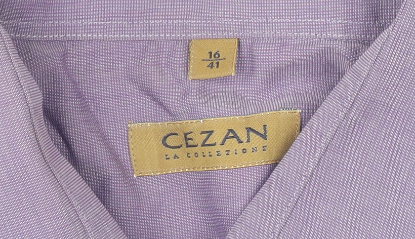 Cezan La Collezione Men's Purple 16/41 Cotton Long Sleeve Shirt