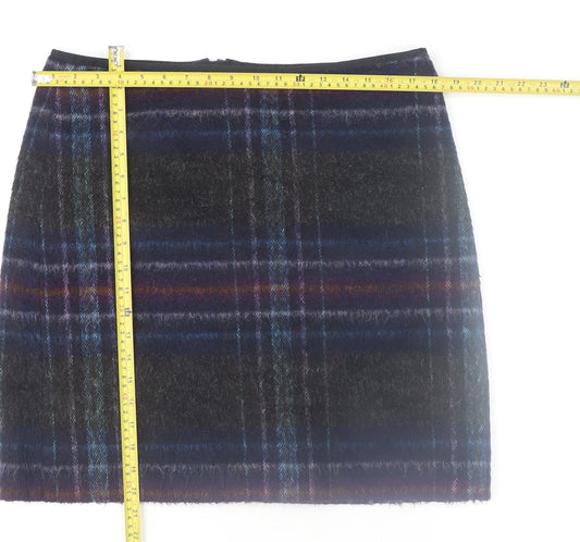 Marks and Spencer Womens Multicoloured Plaid Wool Blend Pencil Skirt Size 14