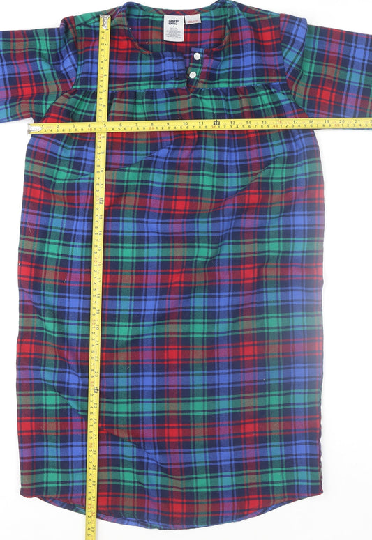 Lands' End Women's Red Blue Green Check Long Sleeve Tunic Size 12