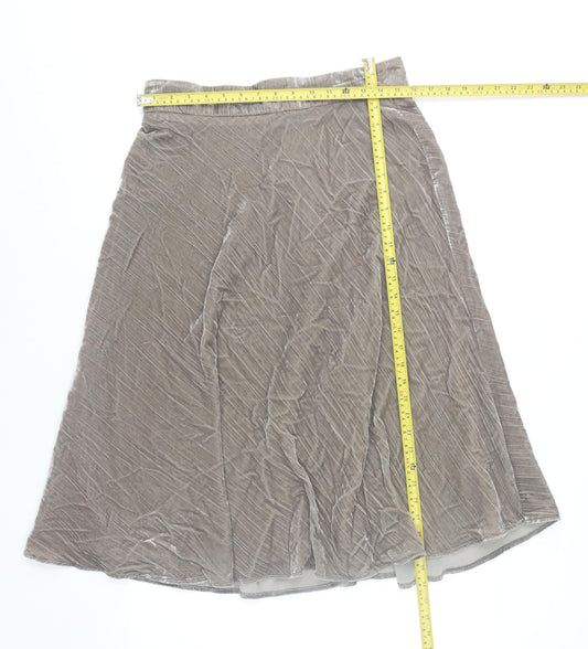 Marks and Spencer Women Brown Velvet A-Line Midi Skirt Size 12