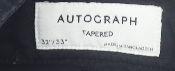 Marks and Spencer Autograph Men's Black Tapered Chino Trousers 32/33