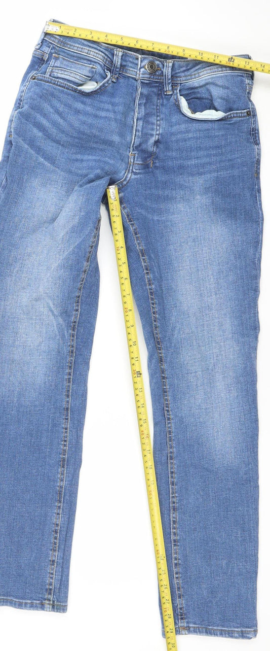 Denim Co Men's Blue Straight Jeans W30 L32 Cotton Blend