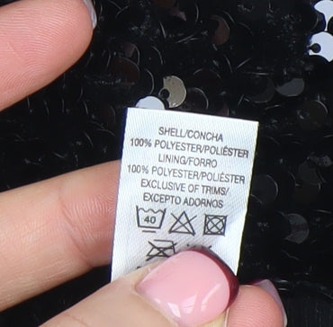 Additional view of Dunnes girls’ black sequin pullover hoodie 4-5 years