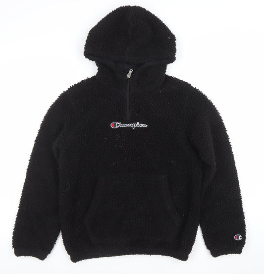 Champion Girls Black Fleece 1/4 Zip Pullover Hoodie Size L