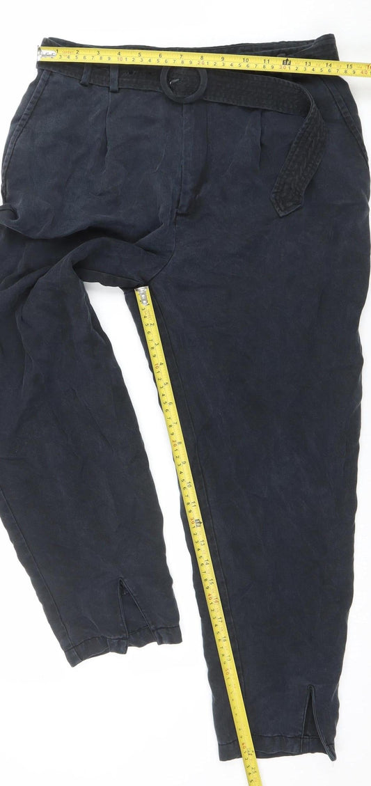 Ted Baker Women’s Blue High Waist Paperbag Tapered Trousers Size 10