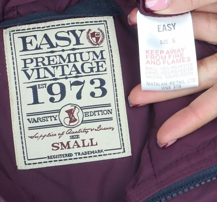 Brand and care label for Easy Men's Red Padded Bodywarmer Waistcoat, size S, Polyester