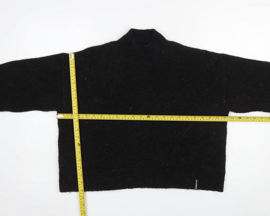 Superdry Womens Black Mock Neck Knit Pullover Jumper UK 8