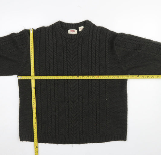 Levi's Women Black Cable Knit Crew Neck Relaxed Fit Jumper Size M