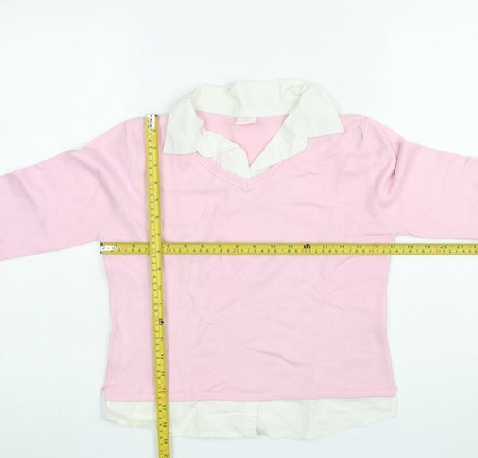 NAFNAF Girls Pink Acrylic Blend V-Neck Pullover Jumper 13 Years