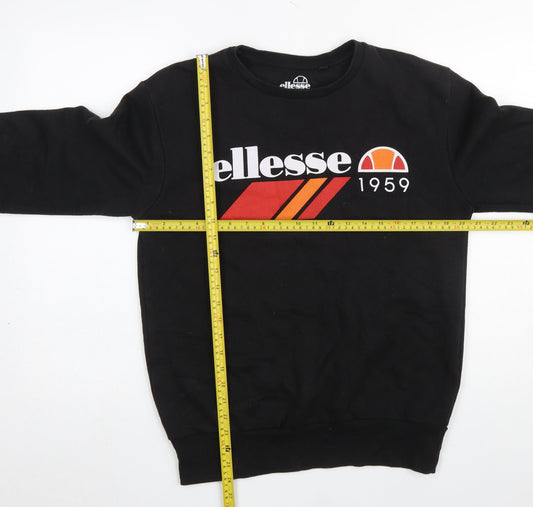 Ellesse Men's Black Crew Neck Sweatshirt S Regular Fit Logo Pullover