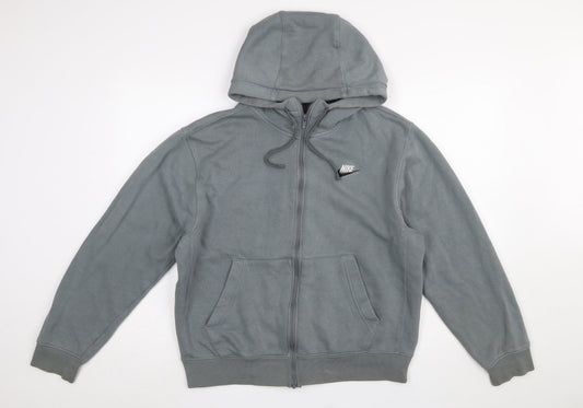 Nike Men's Grey Full Zip Hoodie Size S Regular Fit Fleece Zip Logo