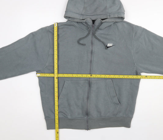 Nike Men's Grey Full Zip Hoodie Size S Regular Fit Fleece Zip Logo