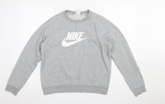 Nike Men's Grey Logo Crew Neck Pullover Sweatshirt Size M