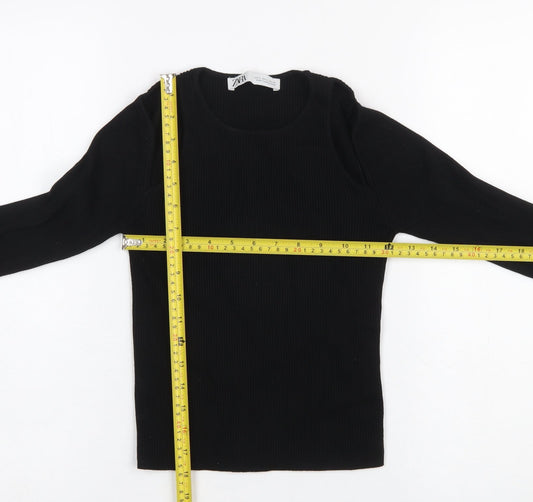 Zara Women Black Slim Fit Long Sleeve Knit Jumper Size 8