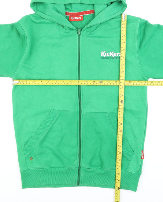 Kickers Men's Green Full Zip Hoodie Size M Logo Hooded Sweatshirt