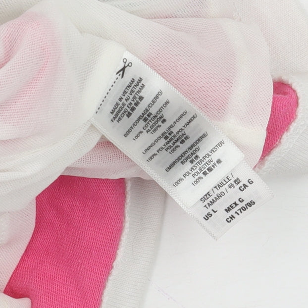 Additional view of Juicy Couture women’s pink striped embroidered shift dress, size UK 14