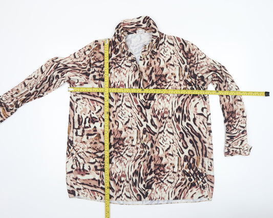 River Island Women’s Multicoloured Animal Print Long Sleeve Button-Up Blouse Size 12