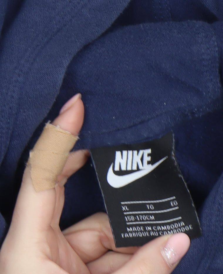 Nike Boys Navy Blue XL Pullover Hoodie with Logo and Kangaroo Pocket