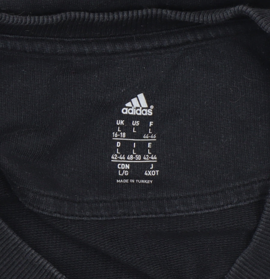 Additional view of Adidas Women Black Cotton Crew Neck Pullover Sweatshirt, size L, 16-18