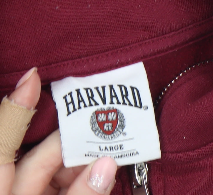 Harvard University Burgundy 1/4 Zip Women's Sweatshirt Size L
