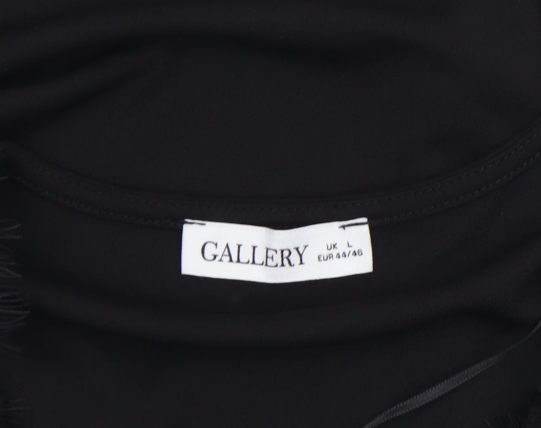 Additional view of Gallery Women's Black Lace Trim Sleeveless V-Neck Blouse, size L