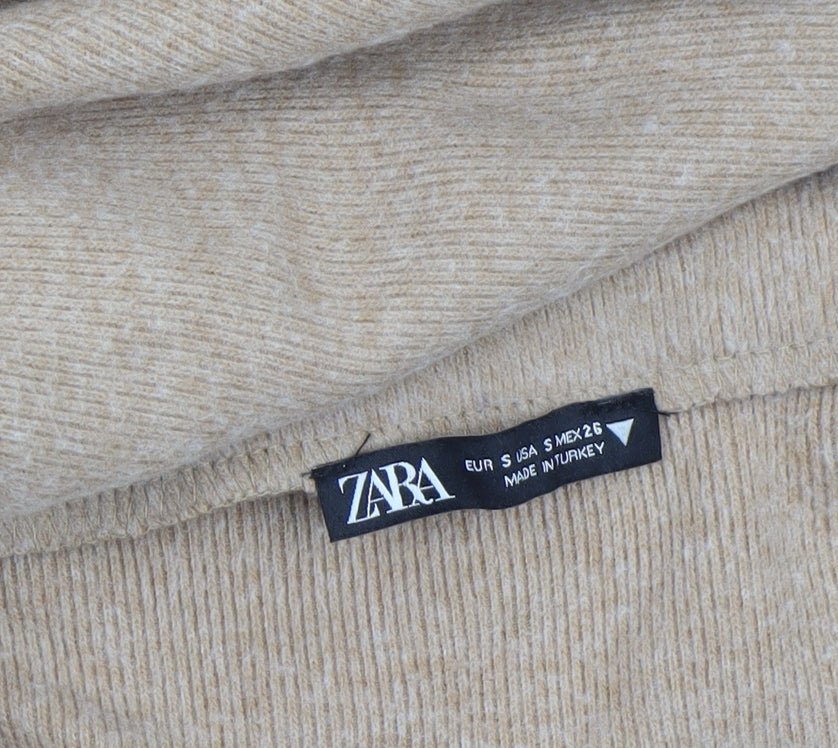 Zara Women Beige A-Line Knit Midi Skirt Size S