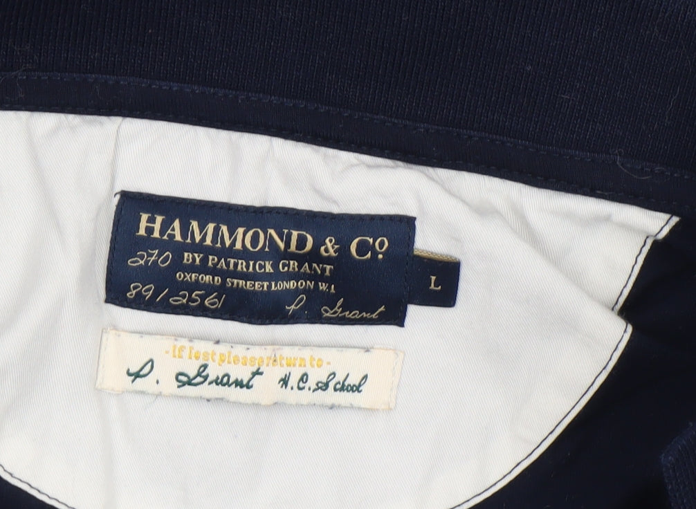 Additional view of Hammond & Co Men’s Blue Houndstooth Polo Shirt, size L, Cotton Blend