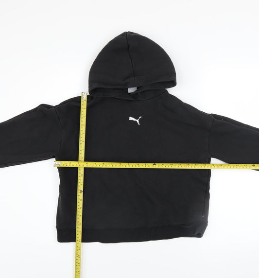 Puma Boys Black 13-14 Years Pullover Hoodie Cotton Blend Logo Sweatshirt