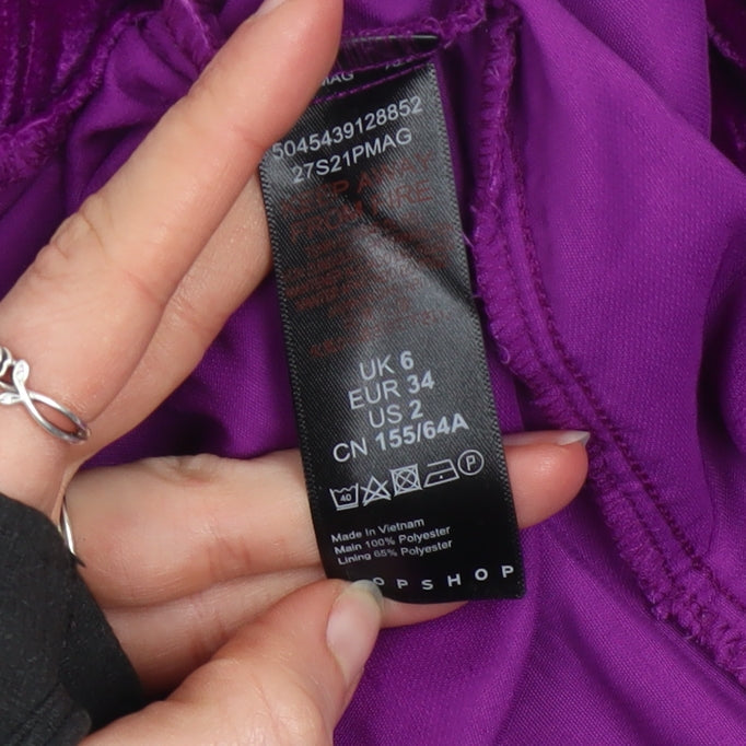 Topshop Women’s Purple Velvet Wrap Mini Skirt Size 6