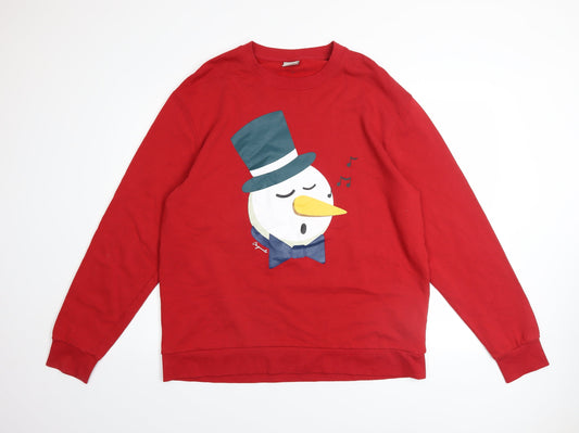 Jack & Jones Mens Red 2XL Pullover Christmas Graphic Sweatshirt