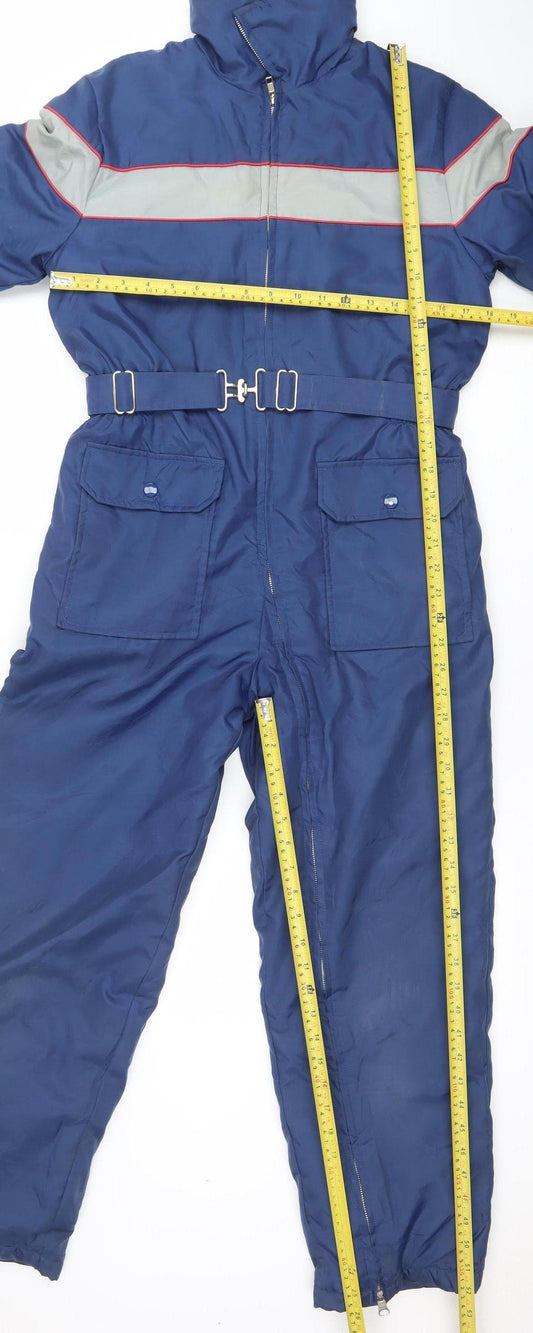 Wild Thunder Blue Nylon Insulated Ski Jumpsuit Women UK 14 Belted Zip Winter