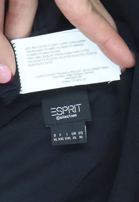 Brand and care label for ESPRIT Women’s Black Sleeveless Beaded Chiffon Sheath Dress XL