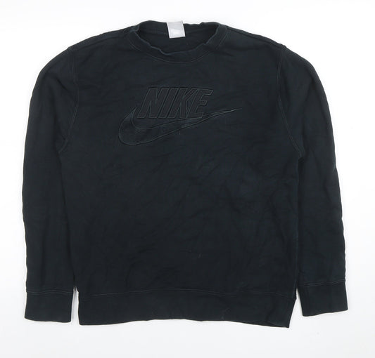Nike Men's Black Logo Crew Neck Fleece Sweatshirt Size S