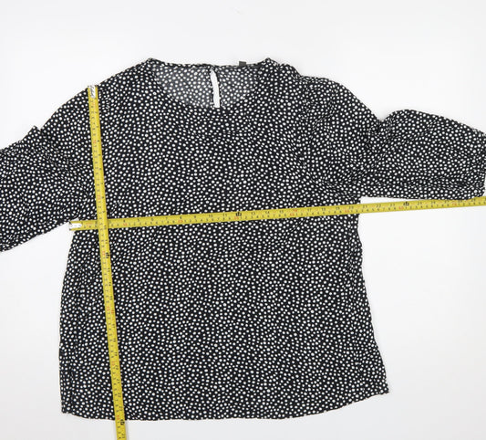 Bonmarché Women’s Black Polka Dot 3/4 Sleeve Viscose Blouse Size 12