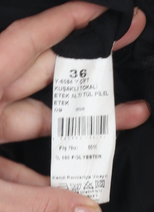 Yare by CSM Women Black S Pleated Mini Skirt with Belt and Tulle Hem