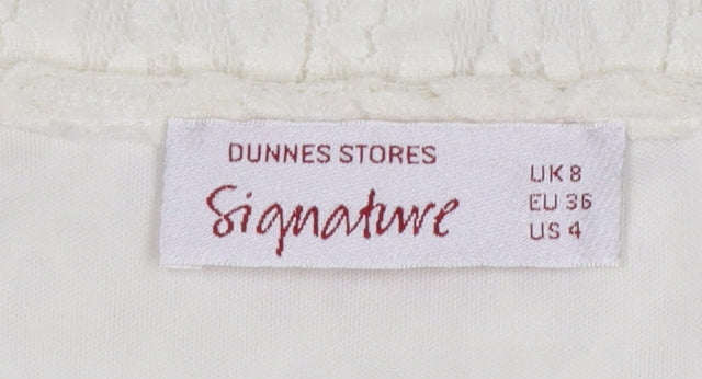 Dunnes Stores Signature Women Ivory Lace 3/4 Sleeve Blouse UK 8