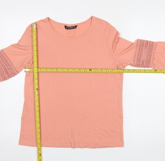 Dunnes Women’s Pink Crochet Bell Sleeve Tunic T-Shirt Size 10