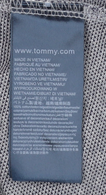 Tommy Hilfiger Men’s Grey Striped Cotton Regular Fit Polo Shirt Size L