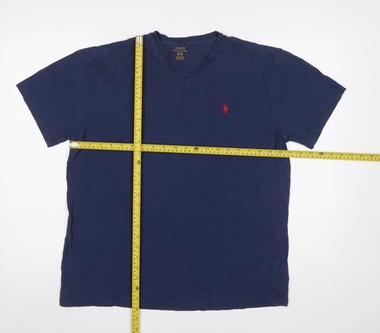 Ralph Lauren Men's Blue Cotton V-Neck Short Sleeve T-Shirt M