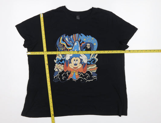 Disney Gildan Women’s Black XL Graphic T-Shirt Mickey Fantasia 100% Cotton