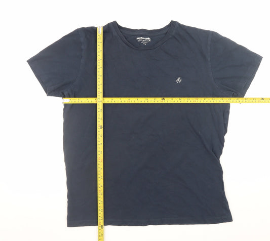 Jack & Jones Men’s Blue Cotton Crew Neck Short Sleeve T-Shirt Size L
