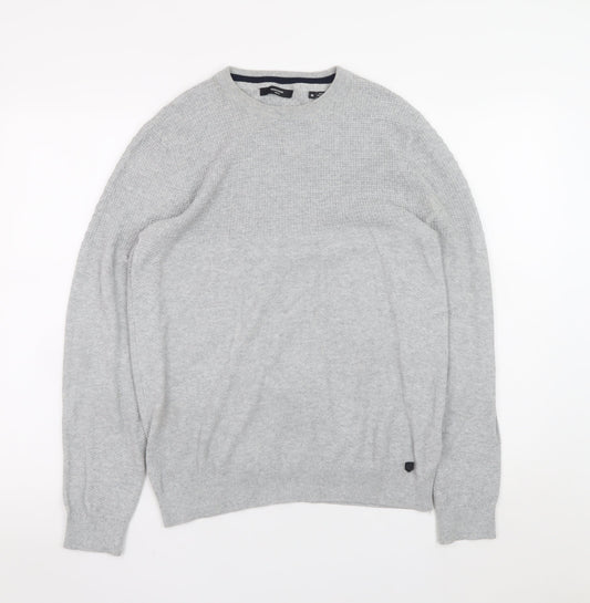 Jack & Jones Men's Grey Knit Crew Neck Jumper Size M Regular Fit