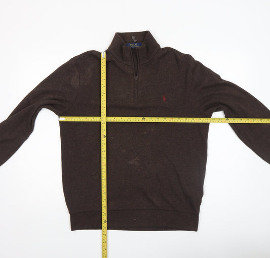 Polo Ralph Lauren Men's Brown 1/2 Zip Mock Neck Sweatshirt Size S
