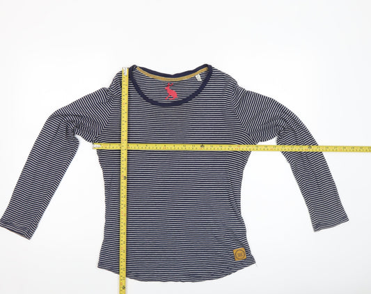 Joules Womens Blue Striped Long Sleeve Cotton Modal T-Shirt Size 10