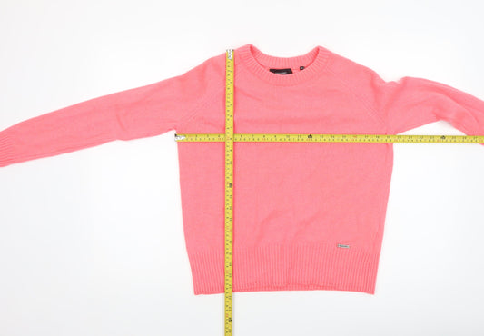 Superdry Womens Pink Wool Crew Neck Long Sleeve Pullover Jumper Size S