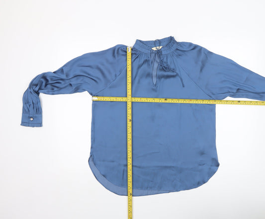 Hush Women Blue Long Sleeve Tunic Blouse Size 4 Relaxed Fit