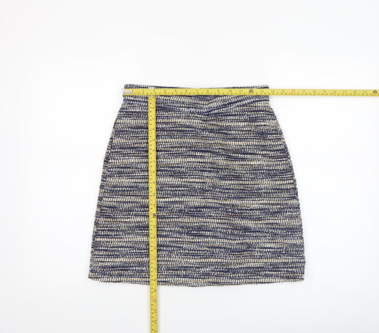 Warehouse Women Blue Tweed Straight Pencil Skirt Size 10